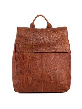 American Leather Co Liberty Tooled Leather Cognac Backpack